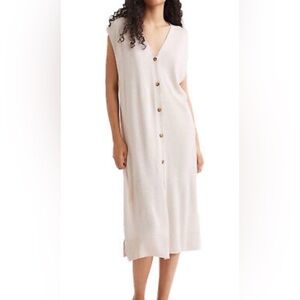 H&M Tan Button Down Sleeveless Midi-dress